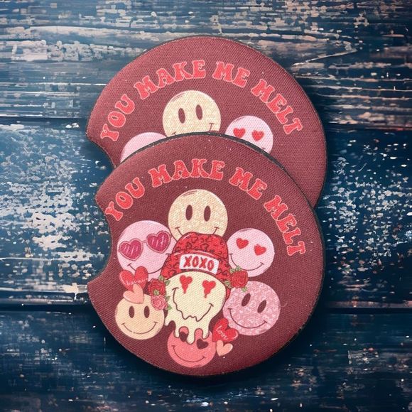 You Make Me Melt Valentine Car Coaster 2 Pack - Picture 1 of 10